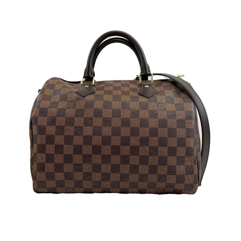 Louis Vuitton Excellent Damier Ebene Speedy Bandouliere 30 Brown Handbag